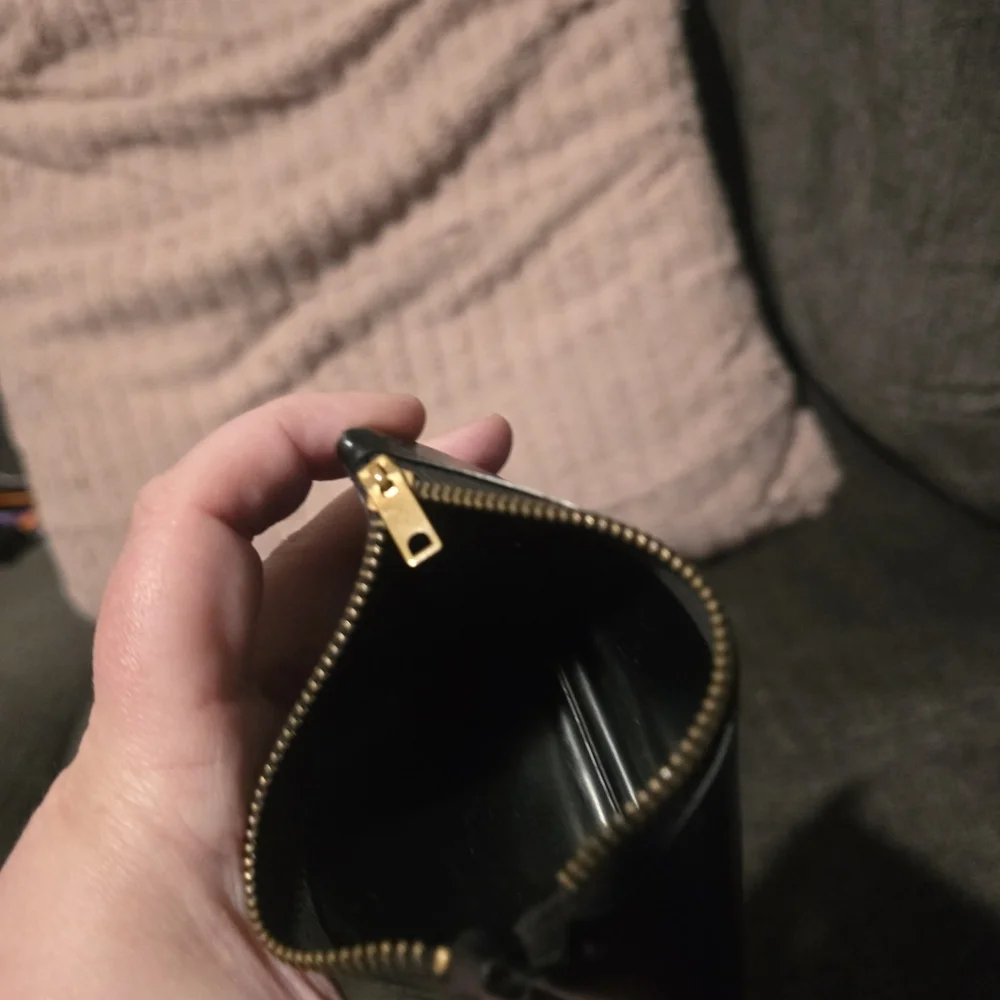 Vintage Small Black Textured Leather Zip Pouch